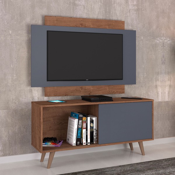 Rack com Painel Málaga para TV Até 50 Polegadas 1 Porta Freijo Rust/Grafite Fosco - Atualle Móveis