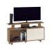 Rack para TV Até 55 Polegadas Rivera 1 Porta Flex Canelato Rustico/Natura Off White - Atualle Móveis