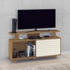 Rack para TV Até 55 Polegadas Rivera 1 Porta Flex Canelato Rustico/Natura Off White - Atualle Móveis