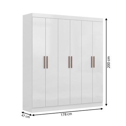 Guarda-Roupa Casal Paris 6 Portas 2 Gavetas Branco - Maxel