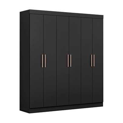 Guarda-Roupa Casal Paris 6 Portas 2 Gavetas Preto - Maxel