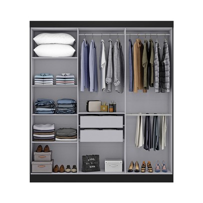 Guarda-Roupa Casal Paris 6 Portas 2 Gavetas Preto - Maxel