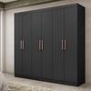 Guarda-Roupa Casal Paris 6 Portas 2 Gavetas Preto - Maxel