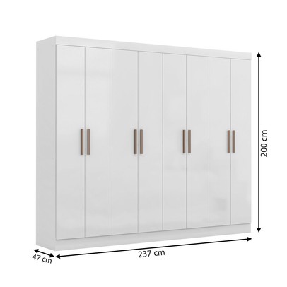Guarda-Roupa Casal Paris 8 Portas 4 Gavetas Branco - Maxel