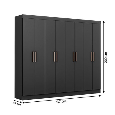 Guarda-Roupa Casal Paris 8 Portas 4 Gavetas Preto - Maxel