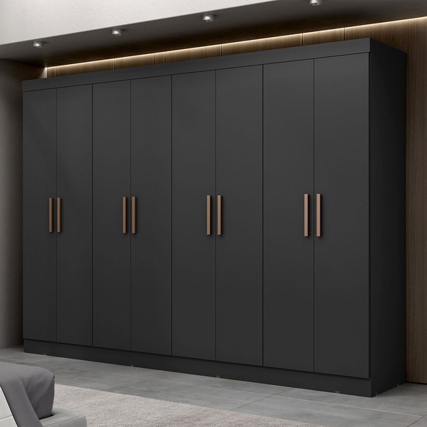 Guarda-Roupa Casal Paris 8 Portas 4 Gavetas Preto - Maxel
