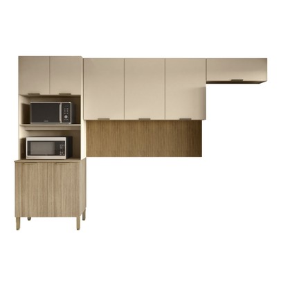 Cozinha Compacta Glam 8 Portas Ripado 3d Freijó/Vanilla - Kits Paraná