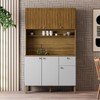 Armário de Cozinha Style 6 Portas 1 Gaveta Ripado 3d Freijó/Supremo - Kits Paraná