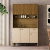 Armário de Cozinha Style 6 Portas 1 Gaveta Ripado 3d Freijó/Vanilla - Kits Paraná