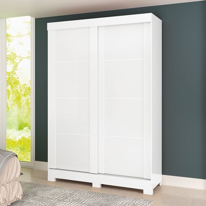 Guarda-Roupa Solteiro Turim 2 Portas 2 Gavetas Branco Brilho - Atualle Móveis