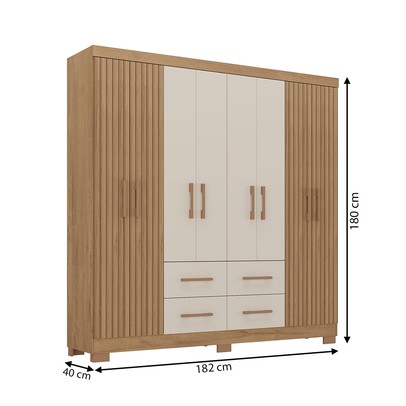 Guarda-Roupa Casal Itapema 8 Portas 4 Gavetas Canelato/Natura - Atualle Móveis