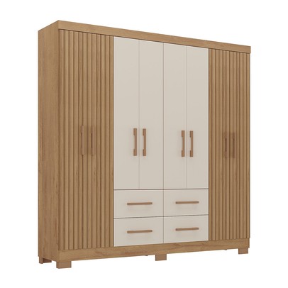 Guarda-Roupa Casal Itapema 8 Portas 4 Gavetas Canelato/Natura - Atualle Móveis