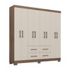 Guarda-Roupa Casal Itapema 8 Portas 4 Gavetas Mocaccino Rústico/Natura/Off White - Atualle Móveis