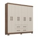 Guarda-Roupa Casal Itapema 8 Portas 4 Gavetas Mocaccino Rústico/Natura/Off White - Atualle Móveis
