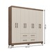 Guarda-Roupa Casal Itapema 8 Portas 4 Gavetas Mocaccino Rústico/Natura/Off White - Atualle Móveis