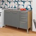 Balcão de Cozinha para Pia 120 Cm Mad Versalhes 3 Portas 2 Gavetas Freijó/Gris - Kits Paraná