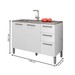 Balcão de Cozinha para Pia 120 Cm Mad Versalhes 3 Portas 2 Gavetas Branco/Supremo - Kits Paraná