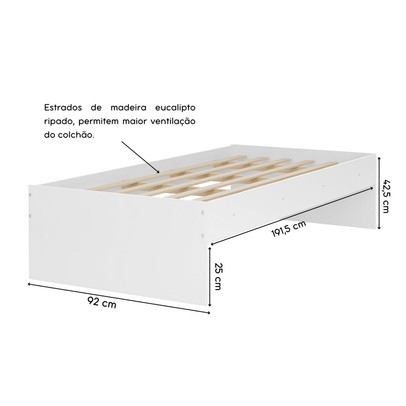 Cama Solteiro Prisma Branco - Movelbras