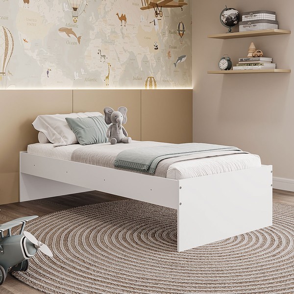 Cama Solteiro Prisma Branco - Movelbras