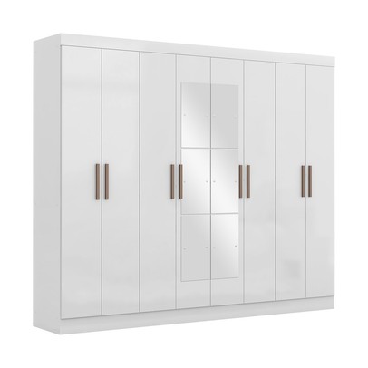 Guarda-Roupa Paris 8 Portas 4 Gavetas com Espelho Branco - Maxel