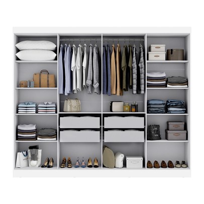 Guarda-Roupa Paris 8 Portas 4 Gavetas com Espelho Branco - Maxel