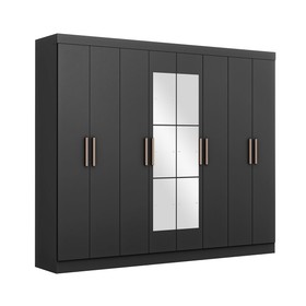 Guarda-Roupa Paris 8 Portas 4 Gavetas com Espelho Preto - Maxel