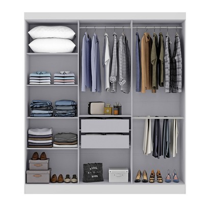 Guarda-Roupa Paris 6 Portas 2 Gavetas com Espelho Branco - Maxel