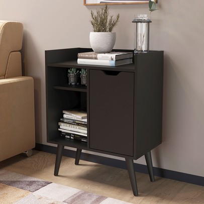 Aparador 1 Porta 1 Prateleira Ap2310 Preto - Tecno Mobili