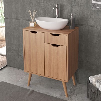 Armário de Banheiro 2 Portas 1 Gaveta Bn3637 Amêndoa - Tecno Mobili