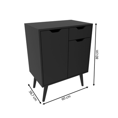 Armário de Banheiro 2 Portas 1 Gaveta Bn3637 Preto - Tecno Mobili