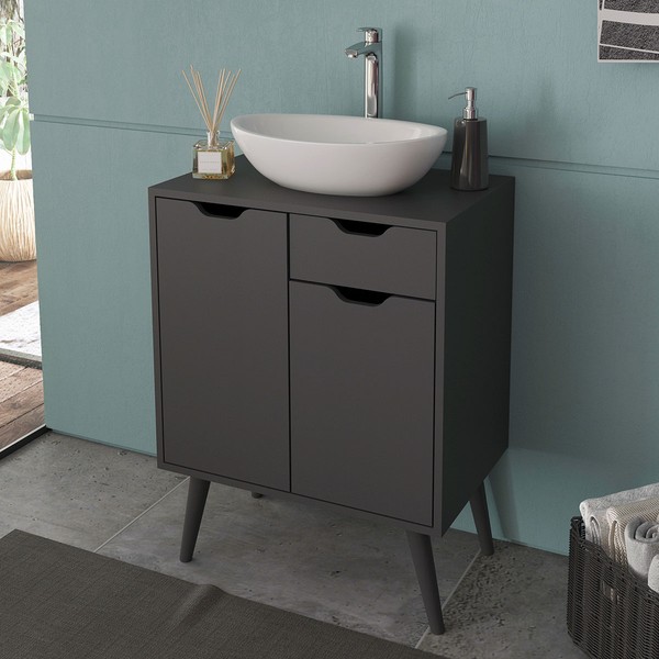 Armário de Banheiro 2 Portas 1 Gaveta Bn3637 Preto - Tecno Mobili