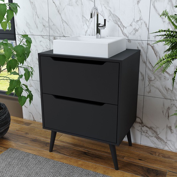 Armário de Banheiro 2 Gavetas Bn3639 Preto - Tecno Mobili