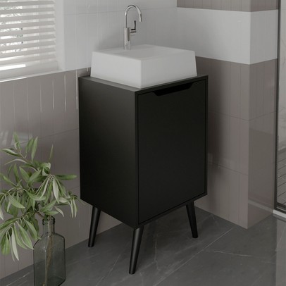 Armário de Banheiro 1 Porta Bn3641 Preto - Tecno Mobili