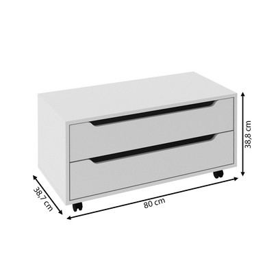 Armário de Banheiro 2 Gavetas com Rodízio Bn3643 Branco - Tecno Mobili