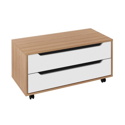 Armário de Banheiro  2 Gavetas com Rodízio Bn3643 Amêndoa/Branco - Tecno Mobili