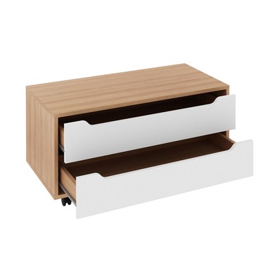 Armário de Banheiro  2 Gavetas com Rodízio Bn3643 Amêndoa/Branco - Tecno Mobili