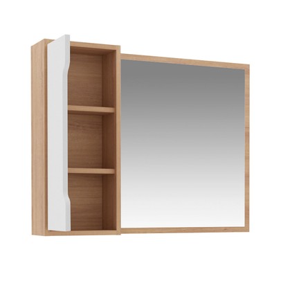 Armário de Banheiro 1 Porta com Espelho Bn3645 Amêndoa/Branco - Tecno Mobili