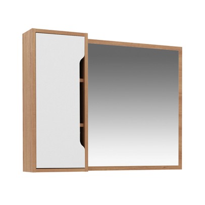 Armário de Banheiro 1 Porta com Espelho Bn3645 Amêndoa/Branco - Tecno Mobili