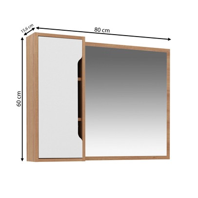 Armário de Banheiro 1 Porta com Espelho Bn3645 Amêndoa/Branco - Tecno Mobili