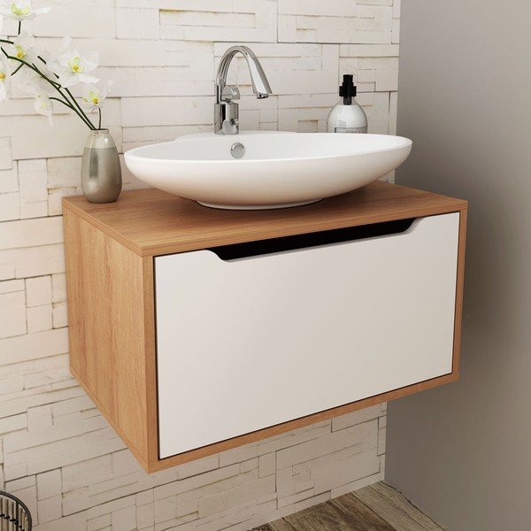 Armário de Banheiro 1 Porta Bn3646 Amêndoa/Branco - Tecno Mobili