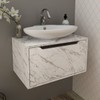 Armário de Banheiro 1 Porta Bn3646 Mármore Branco - Tecno Mobili