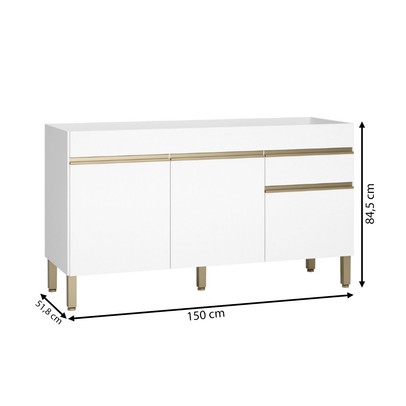 Balcão de Cozinha para Pia 150 Cm Line 3 Portas 1 Gaveta Supremo - Kits Paraná