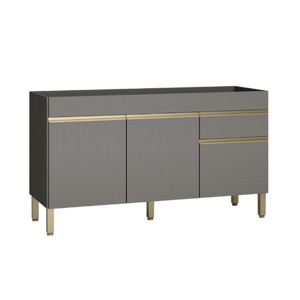 Balcão de Cozinha para Pia 150 Cm Line 3 Portas 1 Gaveta Gris - Kits Paraná