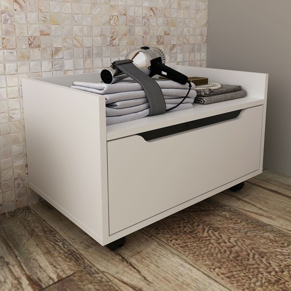 Armário de Banheiro 1 Gaveta com Rodízio Bn3647 Branco - Tecno Mobili