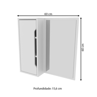 Armário de Banheiro 1 Porta com Espelho Bn3648 Branca - Tecno Mobili