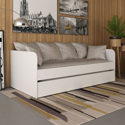 Cama Solteiro Bicama Cm8032 Branca - Tecno Mobili