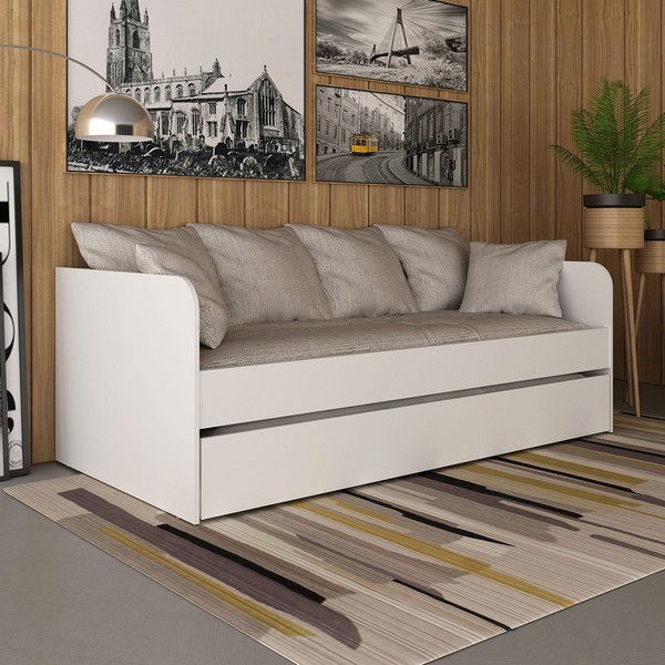 Cama Solteiro Bicama Cm8032 Branca - Tecno Mobili