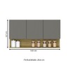 Armário Aéreo Cozinha 120 Cm Line 3 Portas Freijó/Gris - Kits Paraná