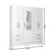 Guarda-Roupa Solteiro Vitoria 5 Portas 4 Gavetas com Espelho Branco Brilho - Atualle Móveis