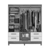 Guarda-Roupa Solteiro Vitoria 5 Portas 4 Gavetas com Espelho Canelato Rústico/Natura Off White - Atualle Móveis